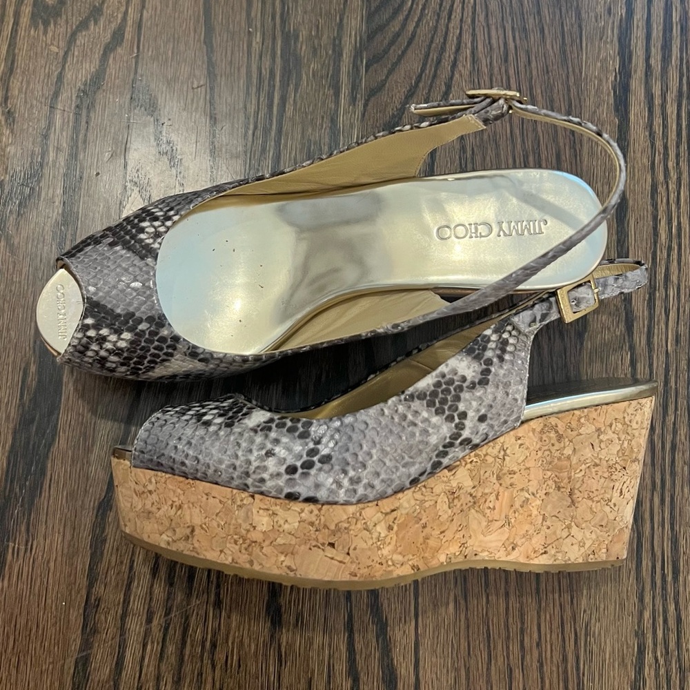 No Flaws Jimmy Choo Snake Print Print Sling Back … - image 5